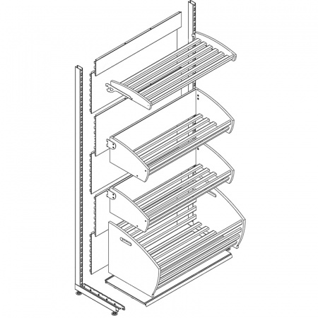 Стеллаж пристенный STAHLER (CRYSPI) Eco Line L=1000, H=2250, с полками для хлеба